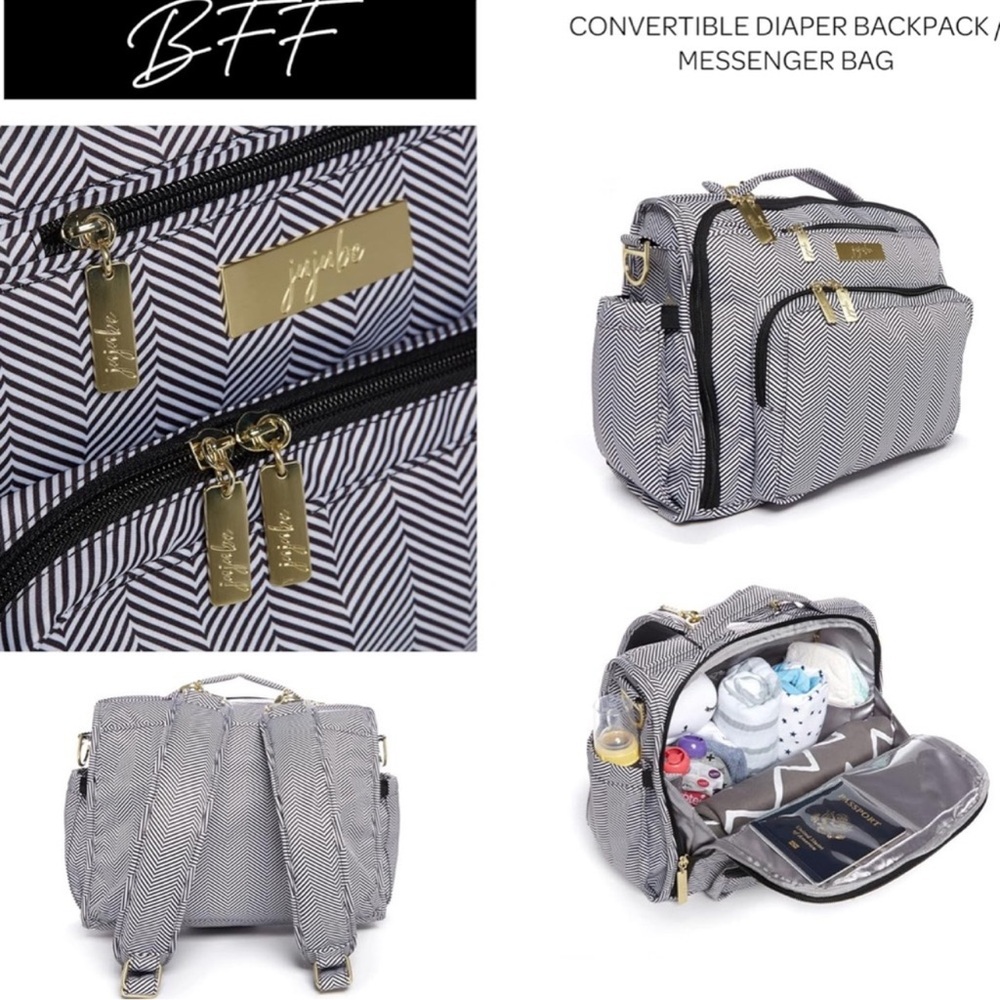 JuJuBe Diaper Chevron Travel Backpack and Large Tote in BFF Convertible